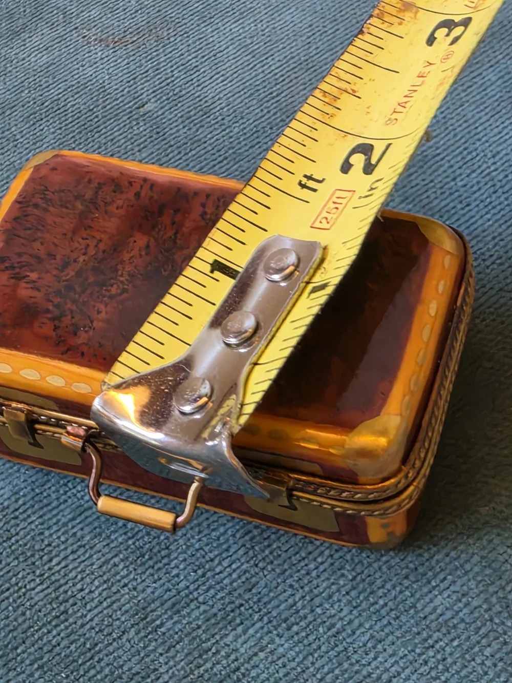 Limoges France Hand Painted Porcelain Suitcase Trunk Trinket Box